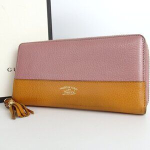 Authentic GUCCI 307984.496353 Zip Around Bamboo purse leather [Used]